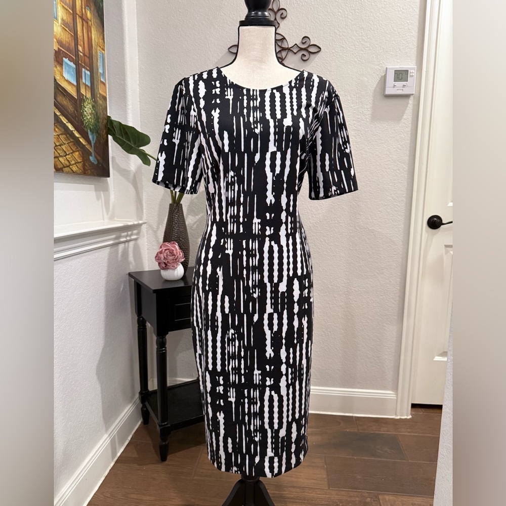 Trina Turk Black and White Midi Dress